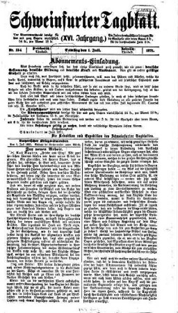 Schweinfurter Tagblatt : die Zeitung für die Region Main/Rhön. 16, 2. 1871
