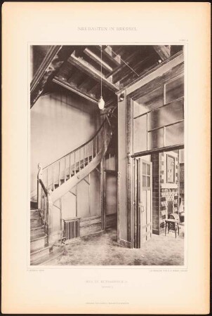 Wohnhaus, Rue de Ruysbroeck, Brüssel: Innenansicht Vestibül (aus: Moderne Städtebilder Abt. 1. Neubauten in Brüssel, 1900)