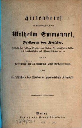 Hirtenbrief ..., 1