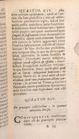 Quaestio CIV. De praeceptis judicialibus, in quatuor articulos divisa.