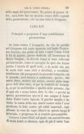 Capo XIV. Principio e progresso d' una crudelissima persecuzione