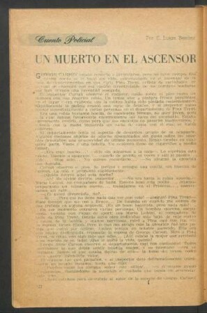Un muerto en el ascensor : Cuento policial