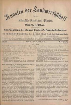 No. 27. Berlin, den 6. Juli 1870. X. Jahrgang.