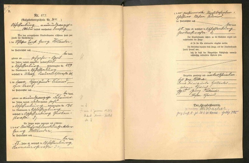 Standesamtsbuch der Stadt Aschaffenburg: Eheschließungen 252/1930 - 130/1931