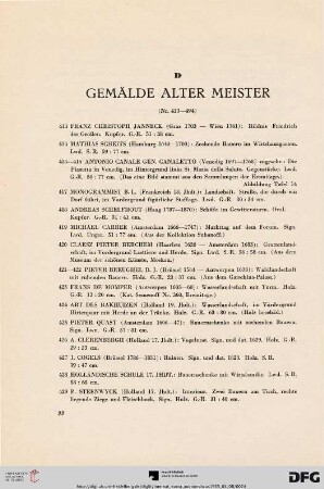 Gemälde alter Meister (Nr. 413-494)