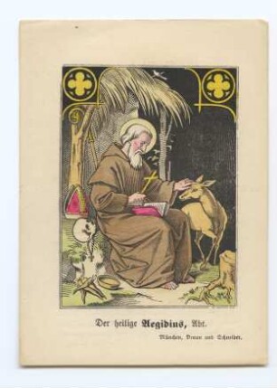 "Der heilige Aegidius, Abt." (kleines Andachtsbild)