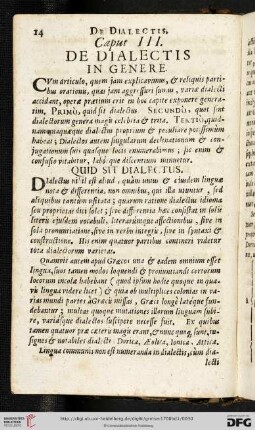 Caput III: De Dialectis in genere