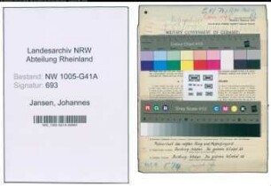 Entnazifizierung Johannes Jansen , geb. 10.09.1922 (Bahnpolizei)