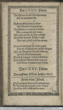 Der CXXV. Psalm. Die auff den HErrn hoffen, die [et]c.