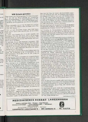 Willi Schade gestorben