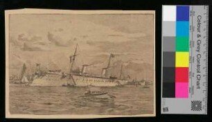 Zeitungsausschnitt aufgezogen auf Papier S.M.Y. "Hohenzollern (II)"