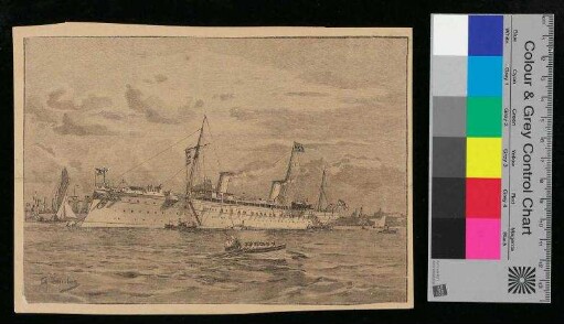 Zeitungsausschnitt aufgezogen auf Papier S.M.Y. "Hohenzollern (II)"