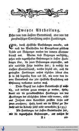 Erster Theil der christlichen Sittenlehre (Fortsetzung)