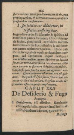 Caput XXII De Desiderio & Fuga