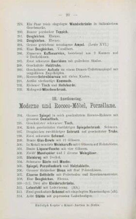 III. Auctionstag