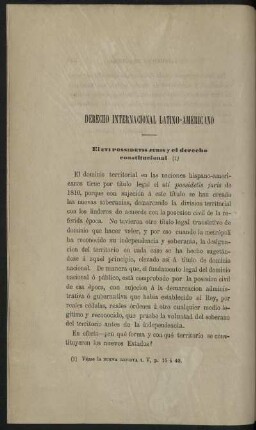 Derecho Internacional Latino-Americano - El UTI Possidetis Juris y el derecho constitucional (1)