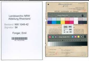 Entnazifizierung Emil Fonger , geb. 04.03.1894 (Kaufmann)