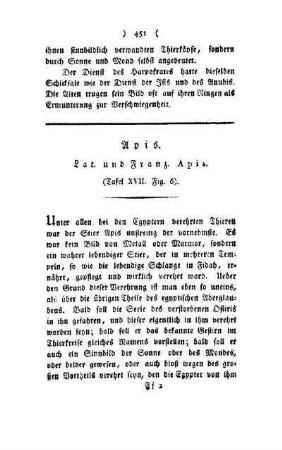 Apis : Lat. und Franz. Apis ; (Tafel XVII, Fig. 6)