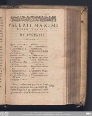 Valerii Maximi Liber Sextus. De Pudicitia.