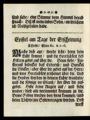 Epistel am Tage der Erscheinung Christi ...