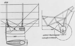 Seitliche Einmaschinengondel von LZ 62, Zeichnung : Technikgeschichte | Maschinenbau | Verkehrswesen | Luftfahrzeuge | Luftschiffe (Zeppelinbau, Friedrichshafen)