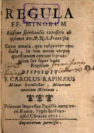 Regula fratrum minorum eiusque spiritualis expositio