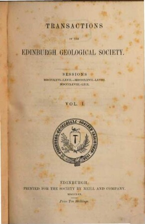 Transactions of the Edinburgh Geological Society. 1. 1870