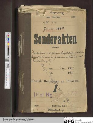 Überweisung der für den Kriegsbedarf erforderlichen Grundstücke und Gebäude im Stadtkreise Brandenburg (Havel)