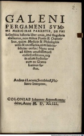 De philosophica historia liber unus