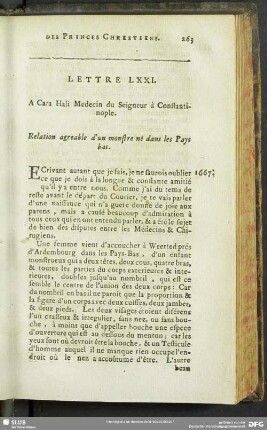 Lettre LXXI. A Cara Hali Medecin du Seigneur à Constantinople