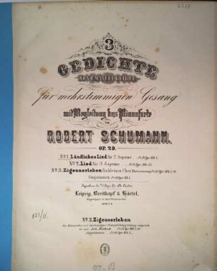 3 Gedichte : von Emanuel Geibel ; für mehrstg. Gesang mit Begl. d. Pianoforte ; op. 29. 1, Ländliches Lied für 2 Soprane