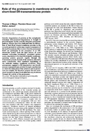 Role of the proteasome in membrane extraction of a short-lived ER-transmembrane protein