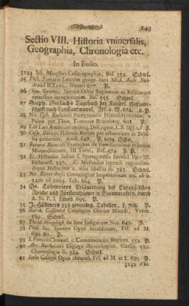 VIII. Historia universalis, Geographia, Chronologia, etc.