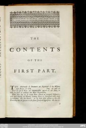 The Contents Of The First Part.