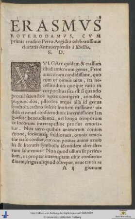 Erasmus Roterodamus Petro Aegidio Salutem Dicit