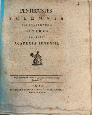 ... commentarii critici in graecum Matthaei textum Specimen ..., Specimen II.