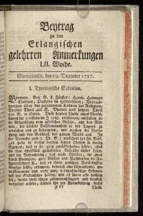 LII. Woche. Sonnabends, den 29. December. 1787.