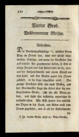 Vierter Grad. Vollkommener Meister.