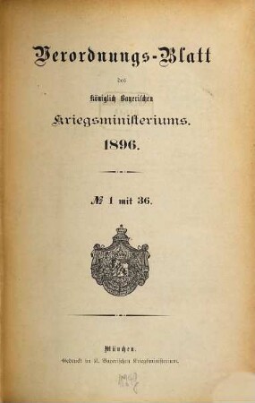 Verordnungs-Blatt. 1896