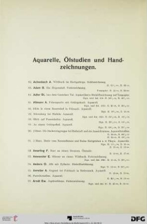 Aquarelle, Ölstudien und Handzeichnungen (Nr. 82-754)