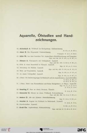 Aquarelle, Ölstudien und Handzeichnungen (Nr. 82-754)