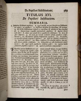 Titulus XVI. De Pupillari Substitutione