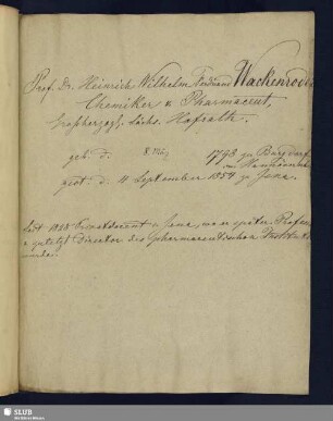 Nr. 79. Wackenroder, Heinrich