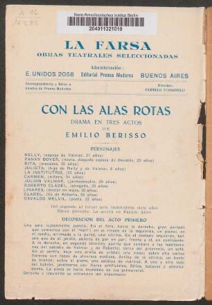 Con las alas rotas : obra en tres actos