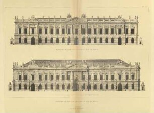 Tafel 8 u. 9: Entwurf III der Hauptansicht von de Bodt. Entwurf IV der Hauptansicht von de Bodt