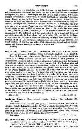761-762, Conrad Alt. Weiterentwicklung der familiären Verpflegung der Kranksinnigen in Deutschland seit 1902. 1907