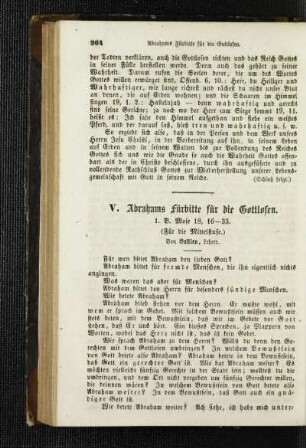Abrahams Fürbitte für die Gottlosen : 1. B. Mose 18,16-33 ; (für die Mittelstufe)