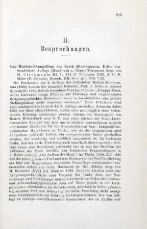 245-246 [Rezension] Klostermann, Erich, Das Markus-Evangelium