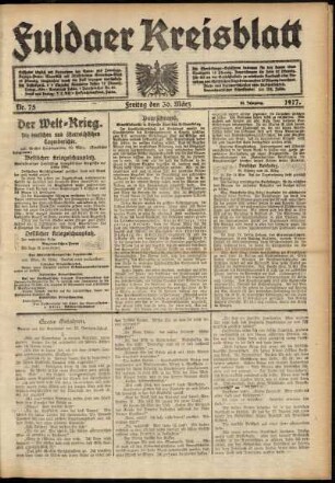 Erste Ausgabe vom Freitag, den 30. März 1917.