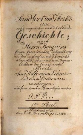 Sandfort und Merton : eine sehr angenehm unterhaltende Geschichte, 1